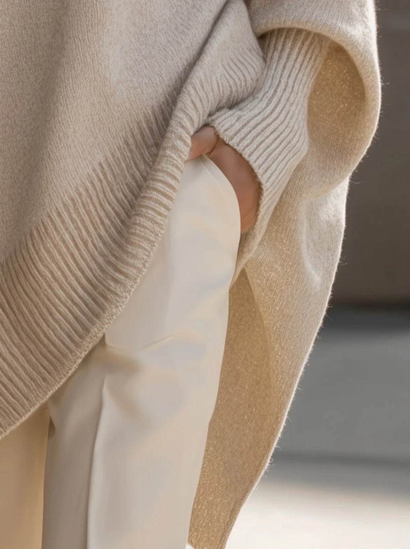 Serena – eleganten pulover z asimetričnim spodnjim robom